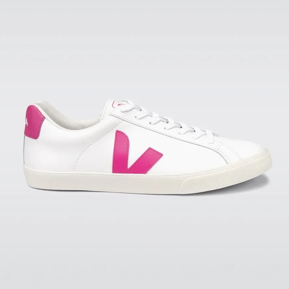 VEJA Esplar Logo Extra White & Pink Low Top Sneakers